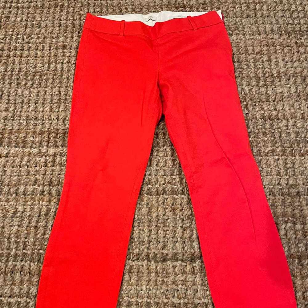 J Crew red orange stretch Minnie Capri pant, size 0.